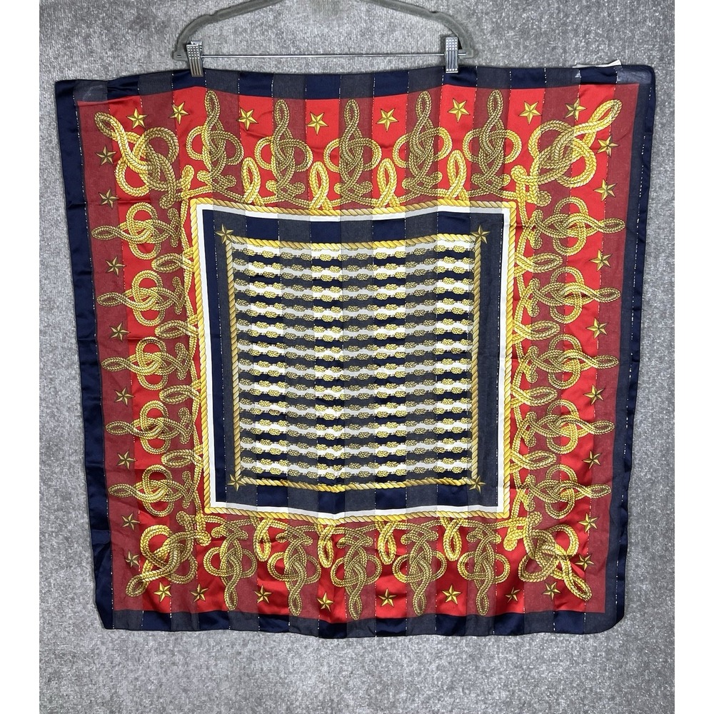 Betmar Italy Semisheer Striped Nautical American Star Handkerchief‎ Scarf Square